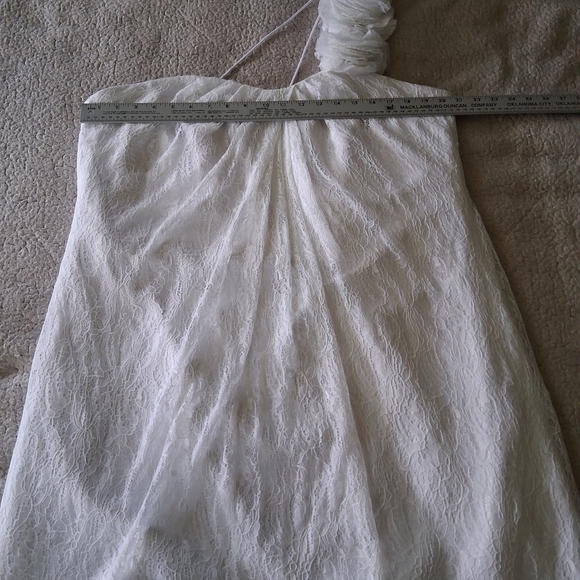 New David's Bridal Ivory Floral One-Shoulder Gown - Picture 3 of 4